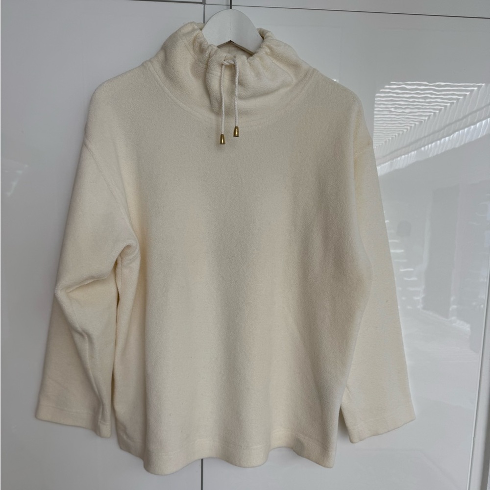 Escada Cream Drawstring Funnel Neck Tunic